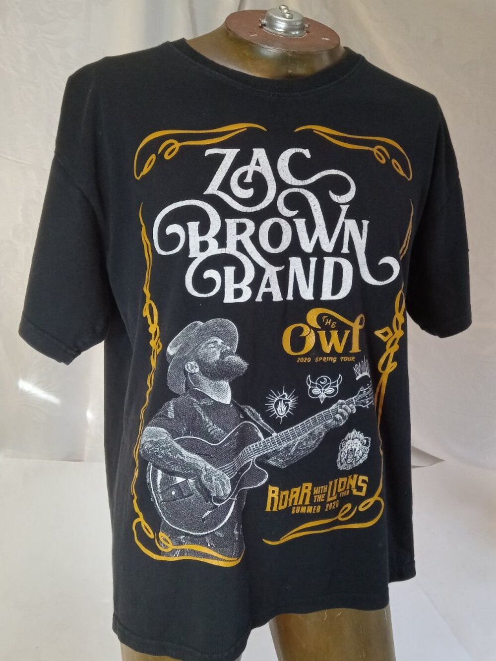 Zac Brown Band The Owl Tour 2020 Concert T Shirt Size L Black Double Sided